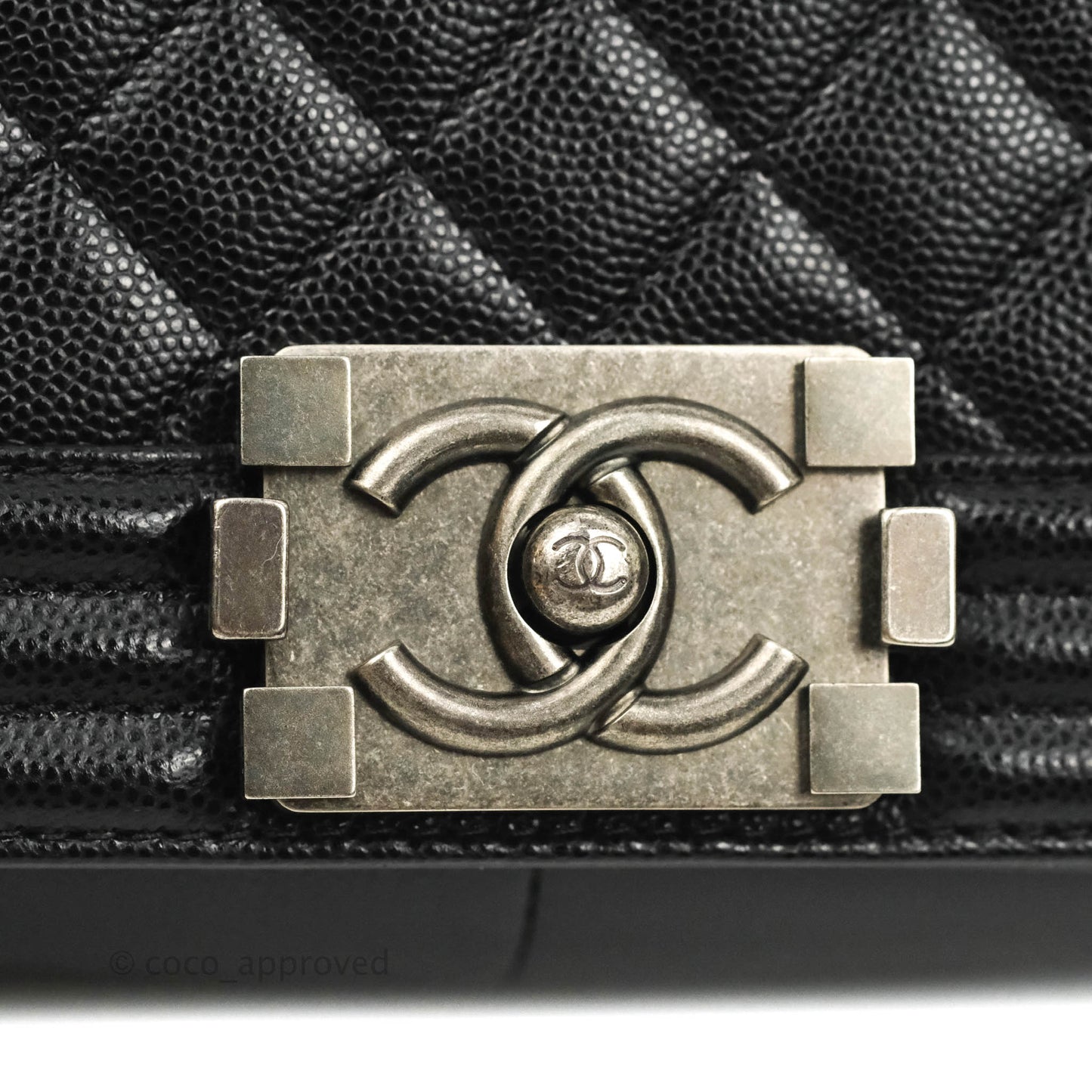 Chanel Quilted Medium Boy Black Caviar Ruthenium Hardware