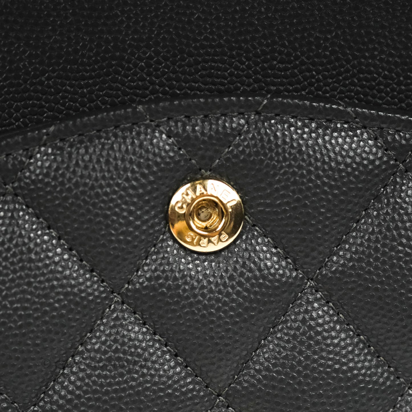 Chanel Classic M/L Medium Flap Quilted Dark Grey Caviar Gold Hardware 21B
