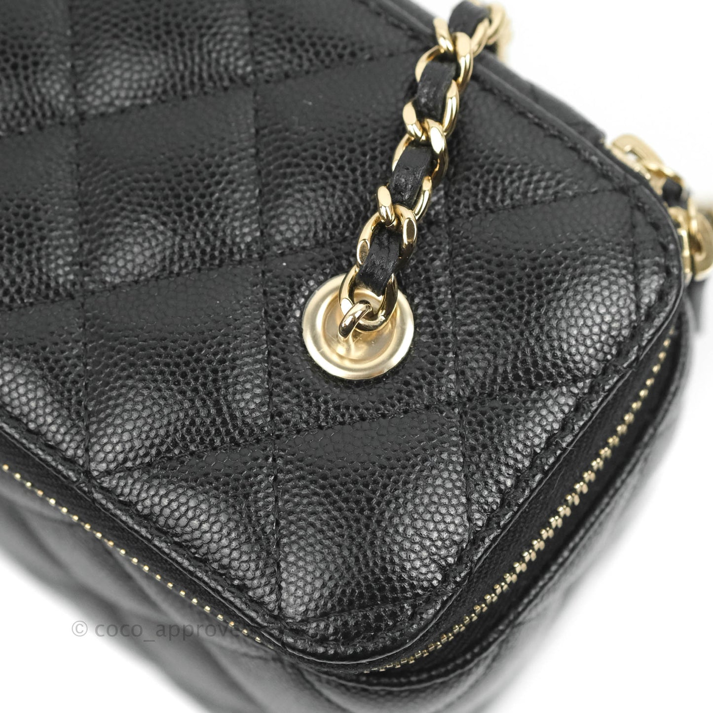Chanel Vanity with Chain Black Caviar Gold Hardware 22S
