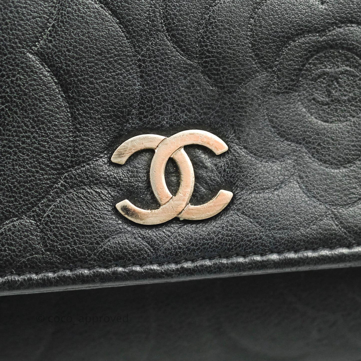 Chanel Camellia Wallet on Chain WOC Black Lambskin Silver Hardware