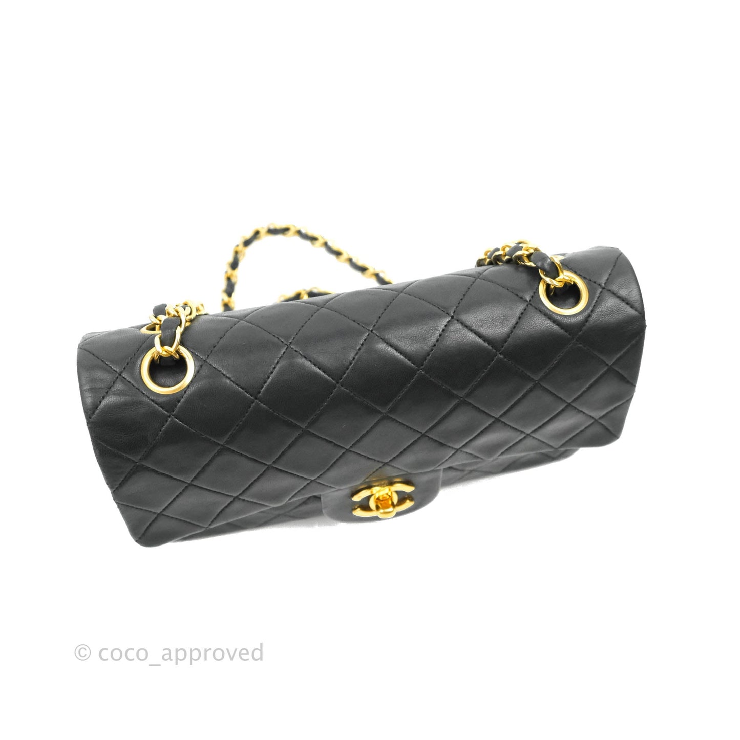Chanel Vintage Classic Small S/M Flap Black Lambskin 24K Gold Hardware