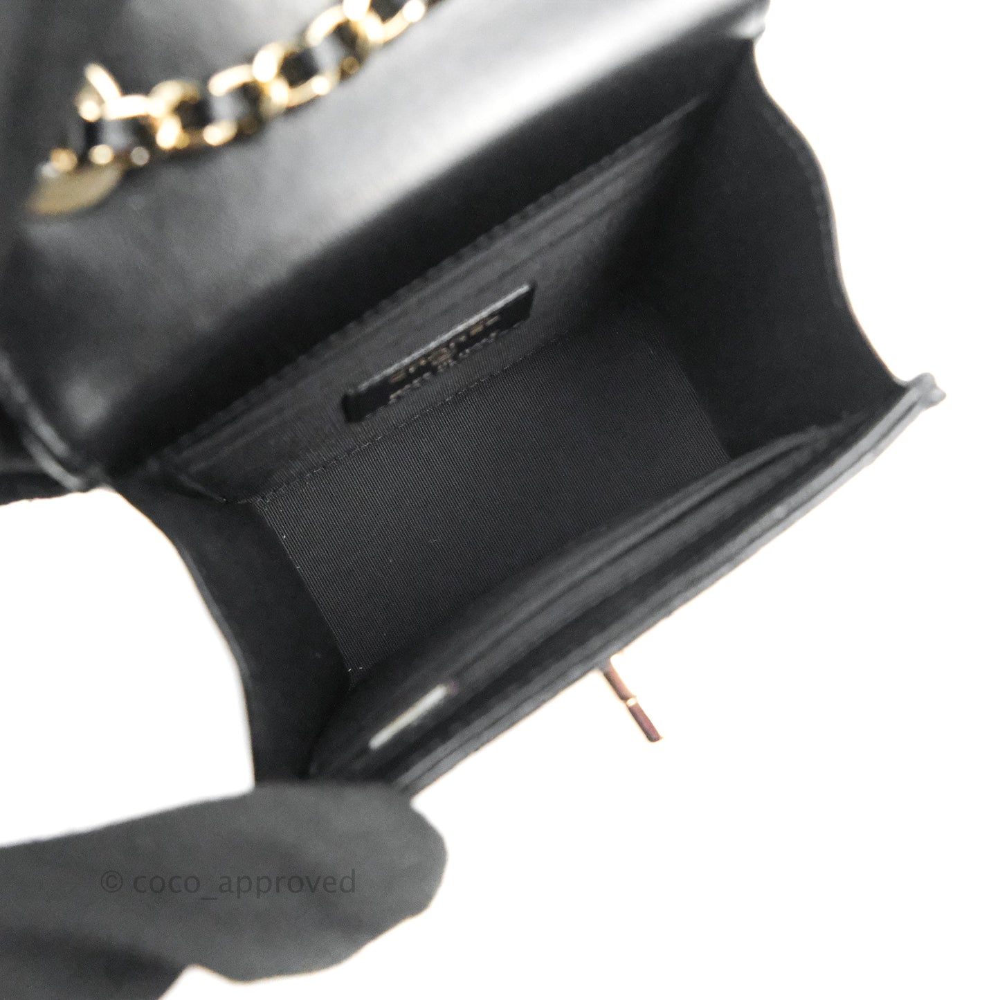 Chanel Mini Quilted Trendy CC Clutch With Chain Black Lambskin Gold Hardware