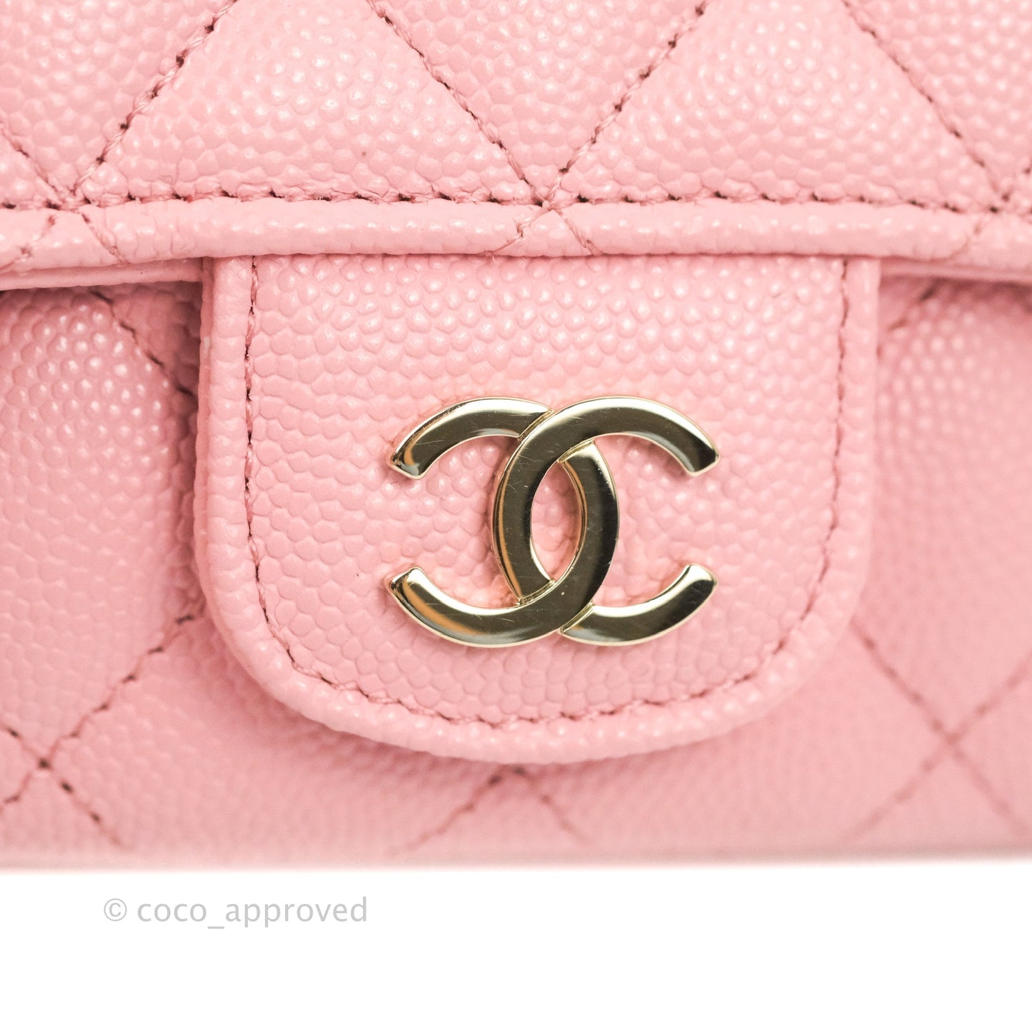 Chanel Quilted Glasses Case With Chain Pink Caviar Gold Hardware