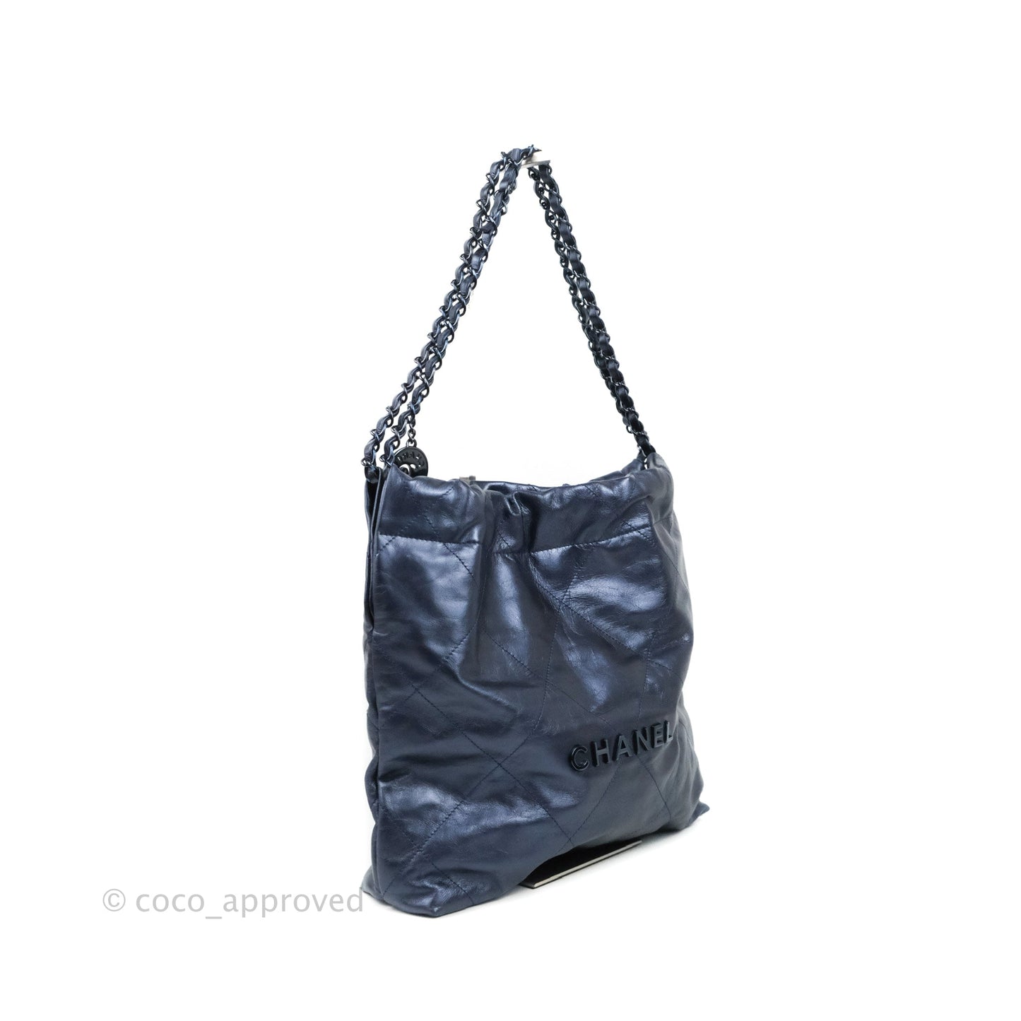 Chanel 22 Small Metallic Midnight Blue Aged Calfskin Midnight Blue/Silver Hardware