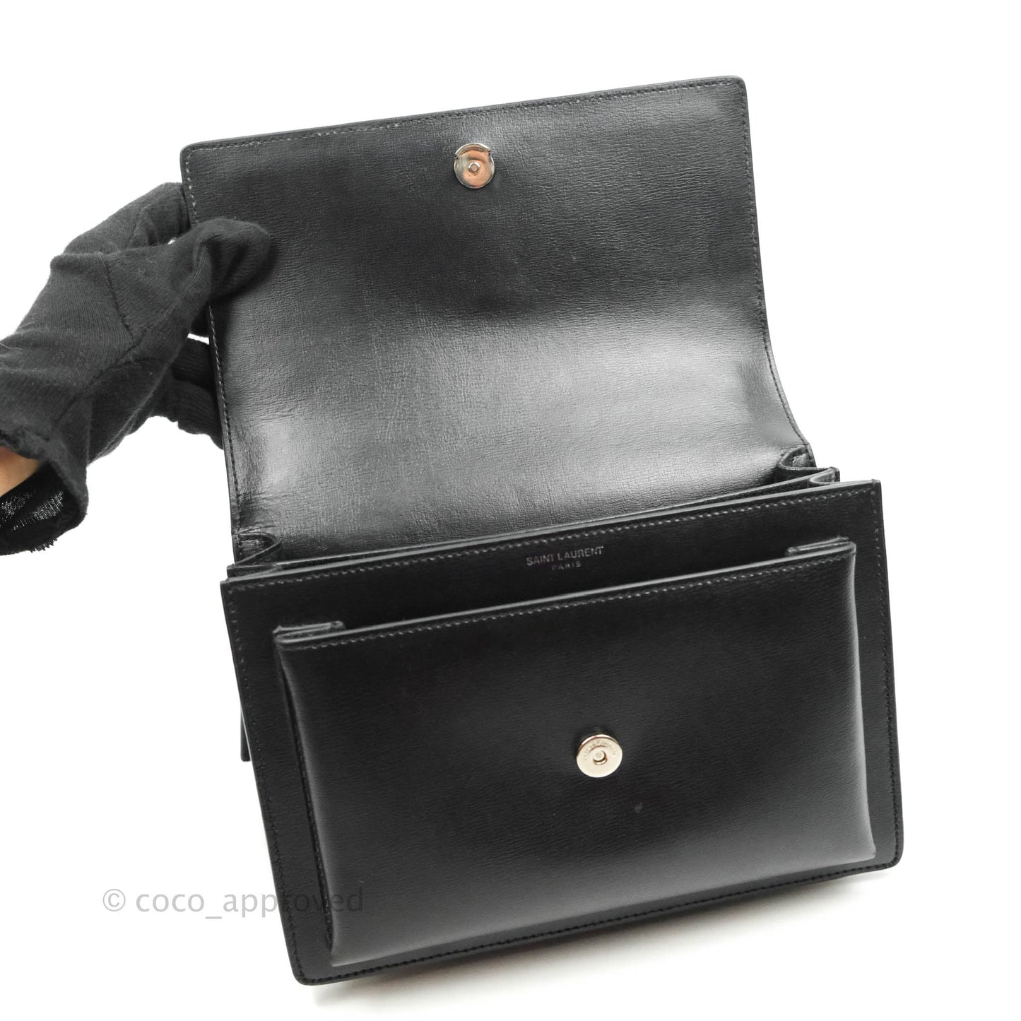 Saint Laurent Sunset Medium Black Calfskin Silver Hardware