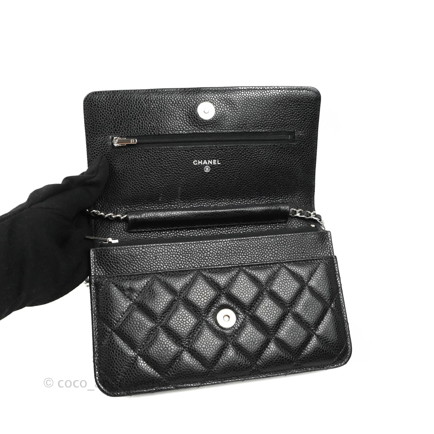 Chanel Quilted Classic WOC Black Caviar Silver Hardware