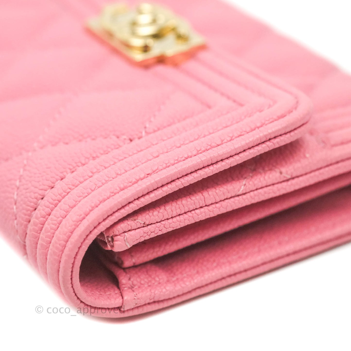 Chanel Quilted Boy Flap Coin Purse Pink Caviar Gold Hardware