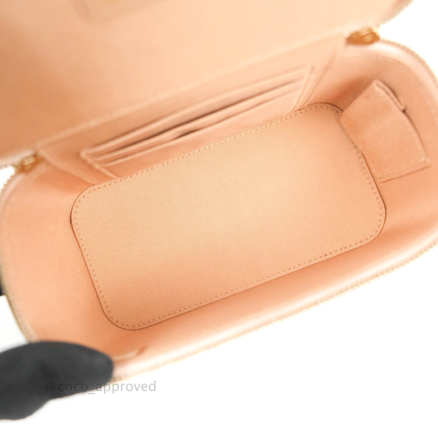 Chanel Vanity Rectangular Top Handle Beige Lambskin Gold Hardware