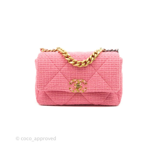 Chanel 19 Small Tweed Pink Mixed Hardware