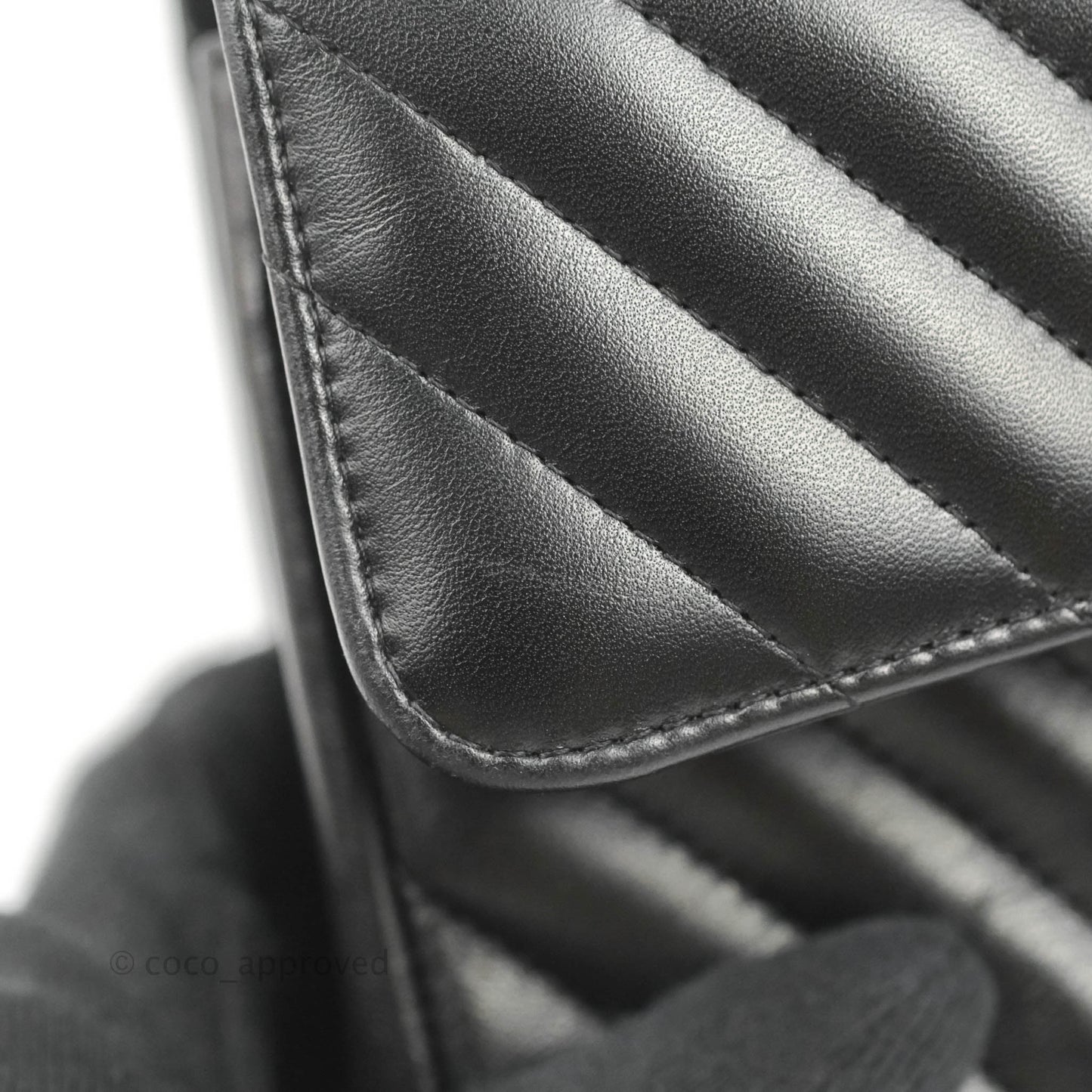 Chanel Classic Chevron S/M Small Double Flap Black Lambskin Gold Hardware