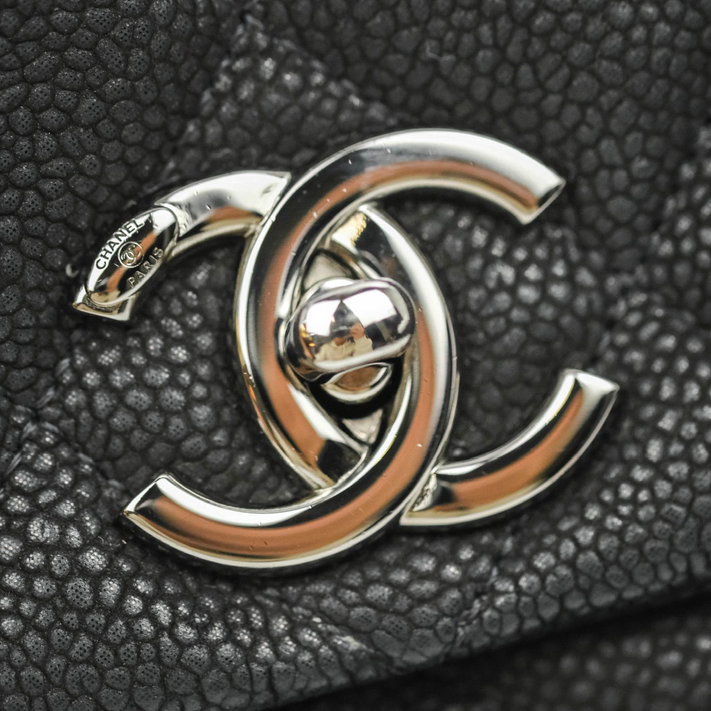 Chanel Lady Pearly Flap Bag Black Caviar Silver Hardware