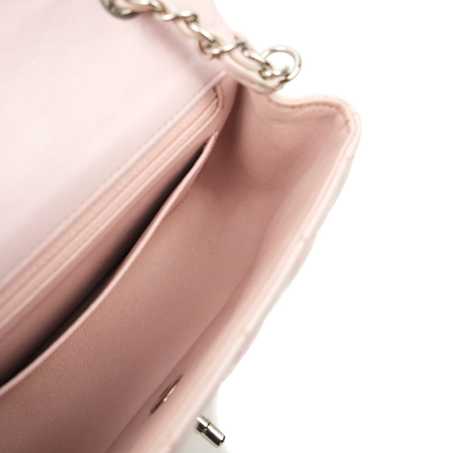 Chanel Quilted Mini Rectangular Flap Light Pink Lambskin Silver Hardware