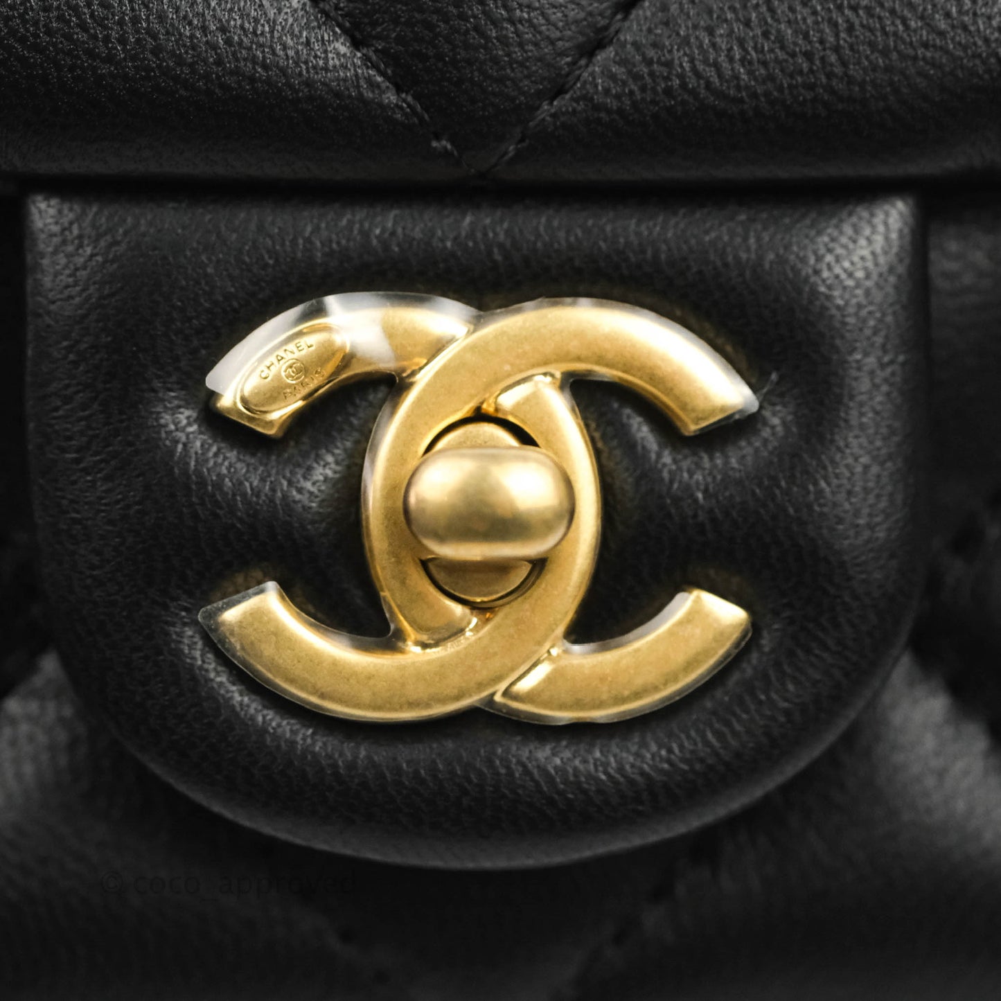 Chanel Mini Flap Bag With Heart CC Charm Black Lambskin Aged Gold Hardware