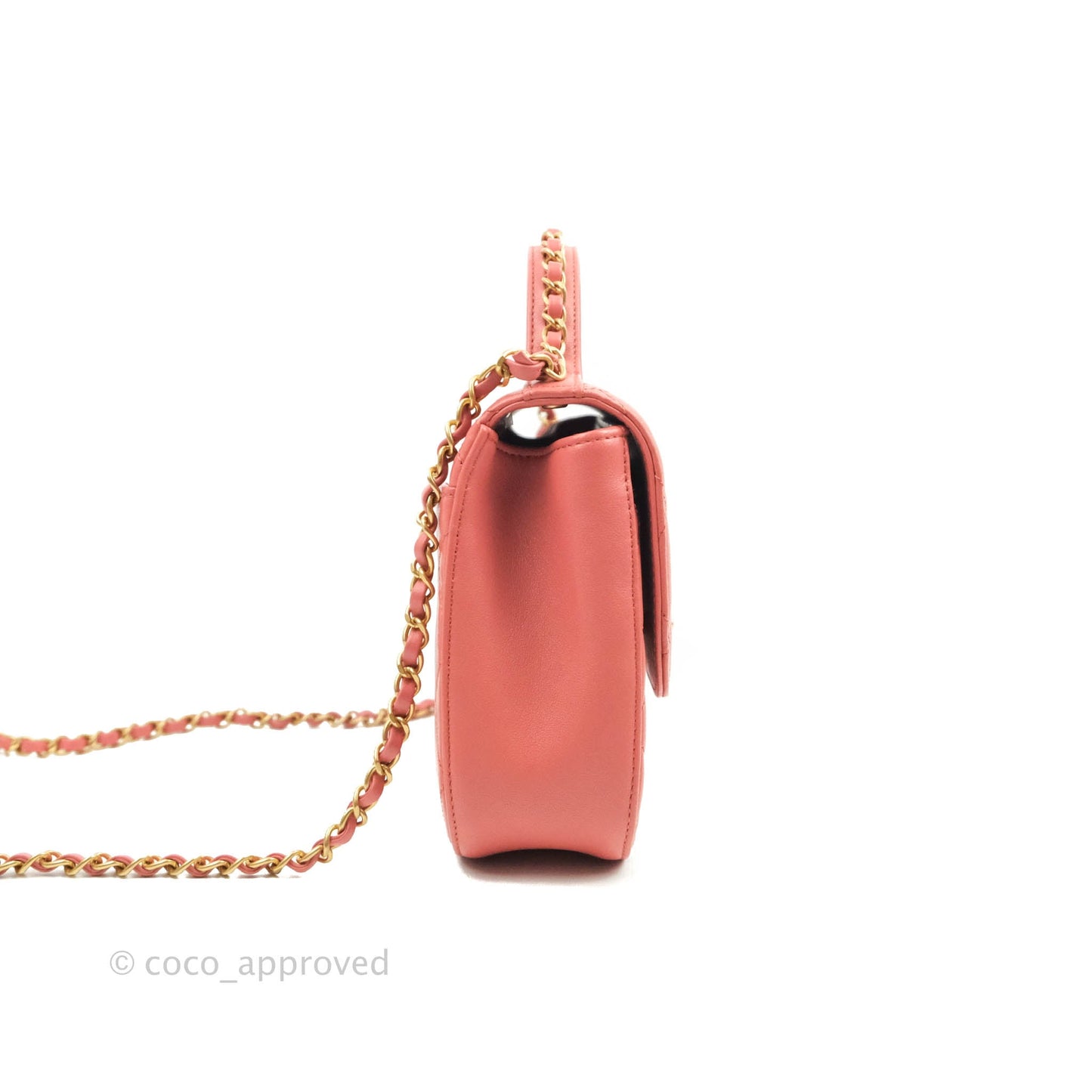 Chanel Quilted Chain Infinity Handle Bag Pink Lambskin Aged Gold Hardware