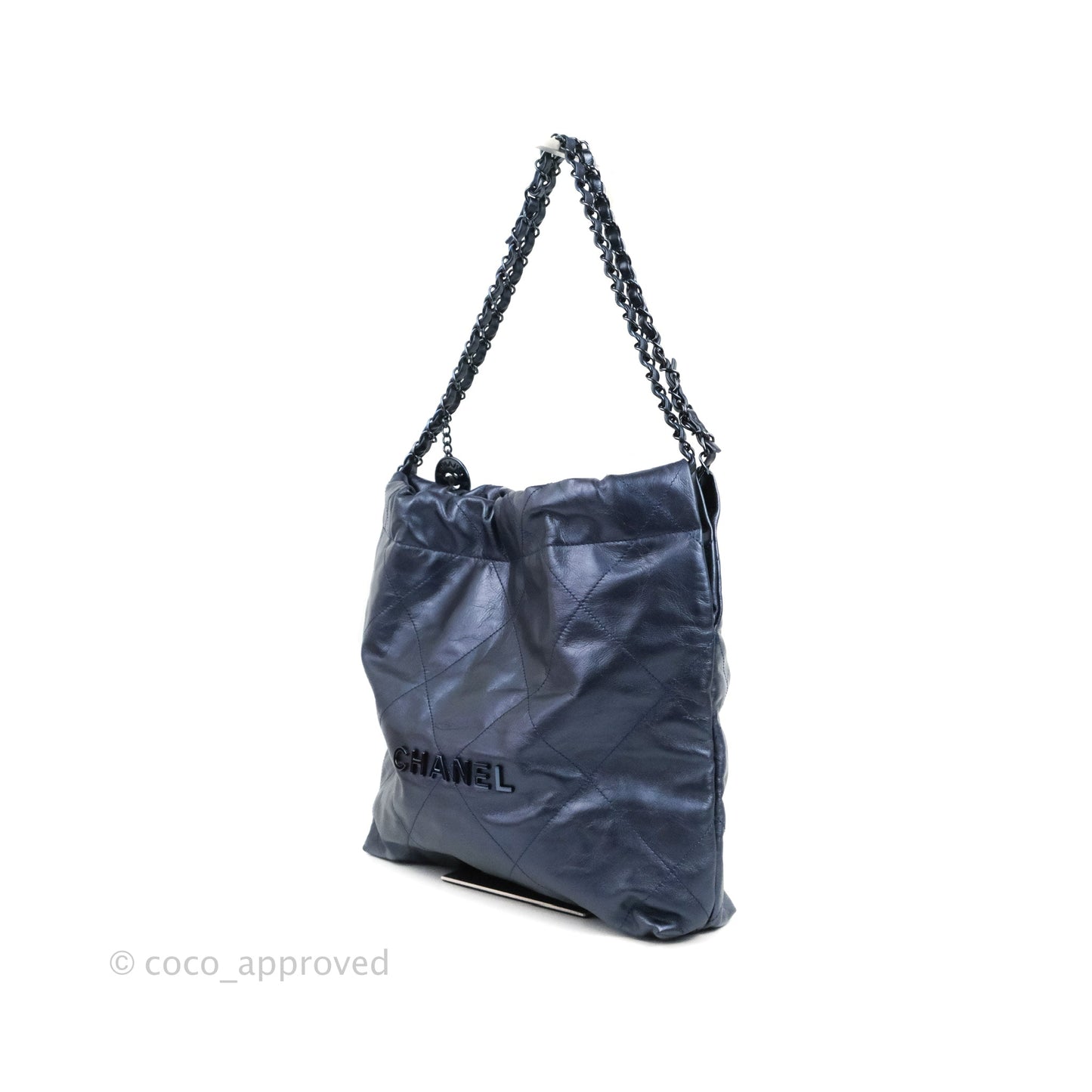 Chanel 22 Small Metallic Midnight Blue Aged Calfskin Midnight Blue/Silver Hardware