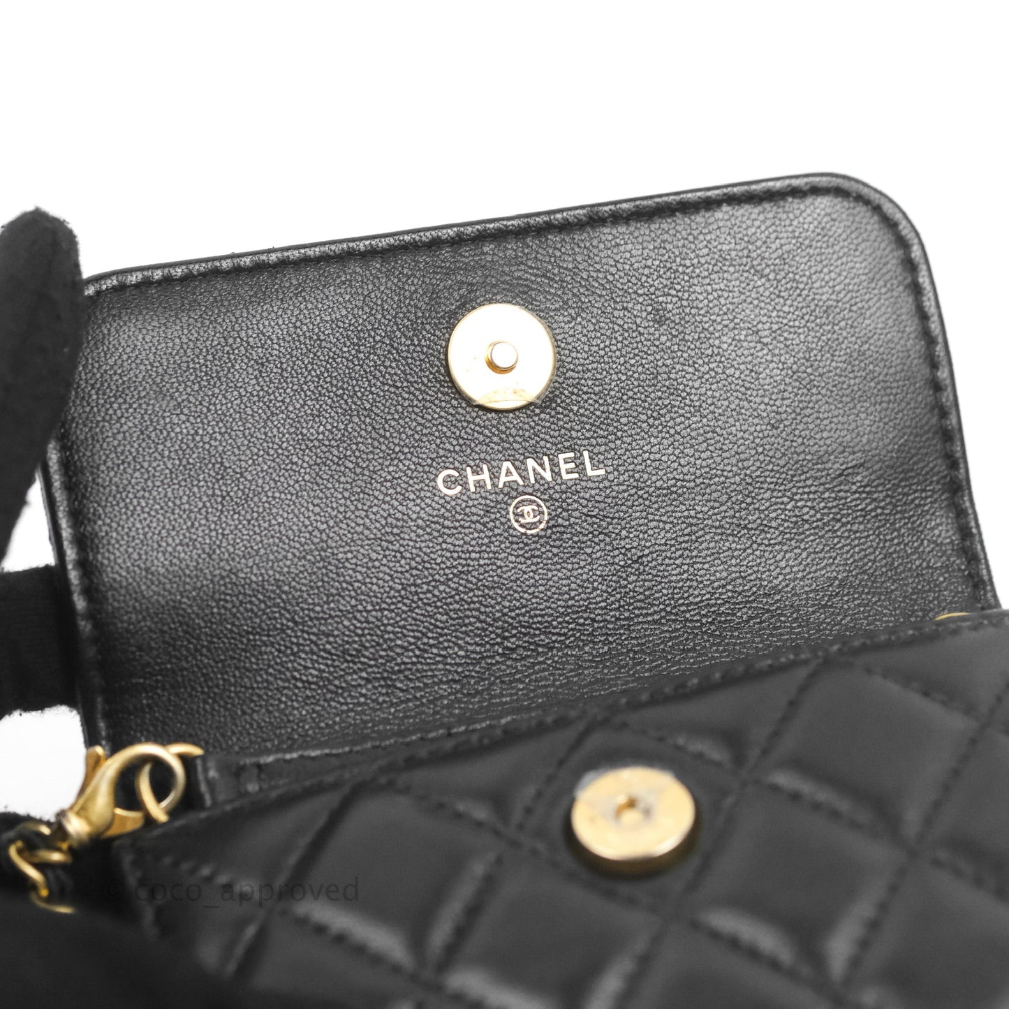 Chanel Mini Pearl Crush Clutch With Chain Belt Black Lambskin Aged Gold Hardware