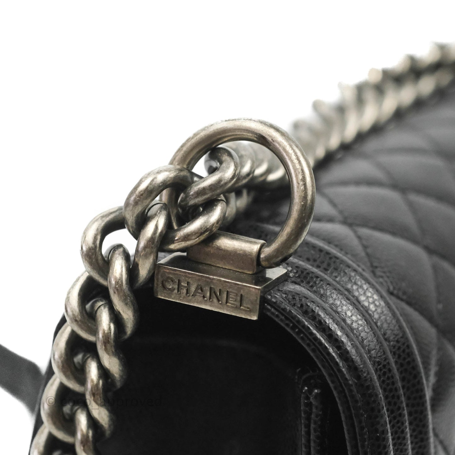 Chanel Quilted Medium Boy Black Caviar Ruthenium Hardware