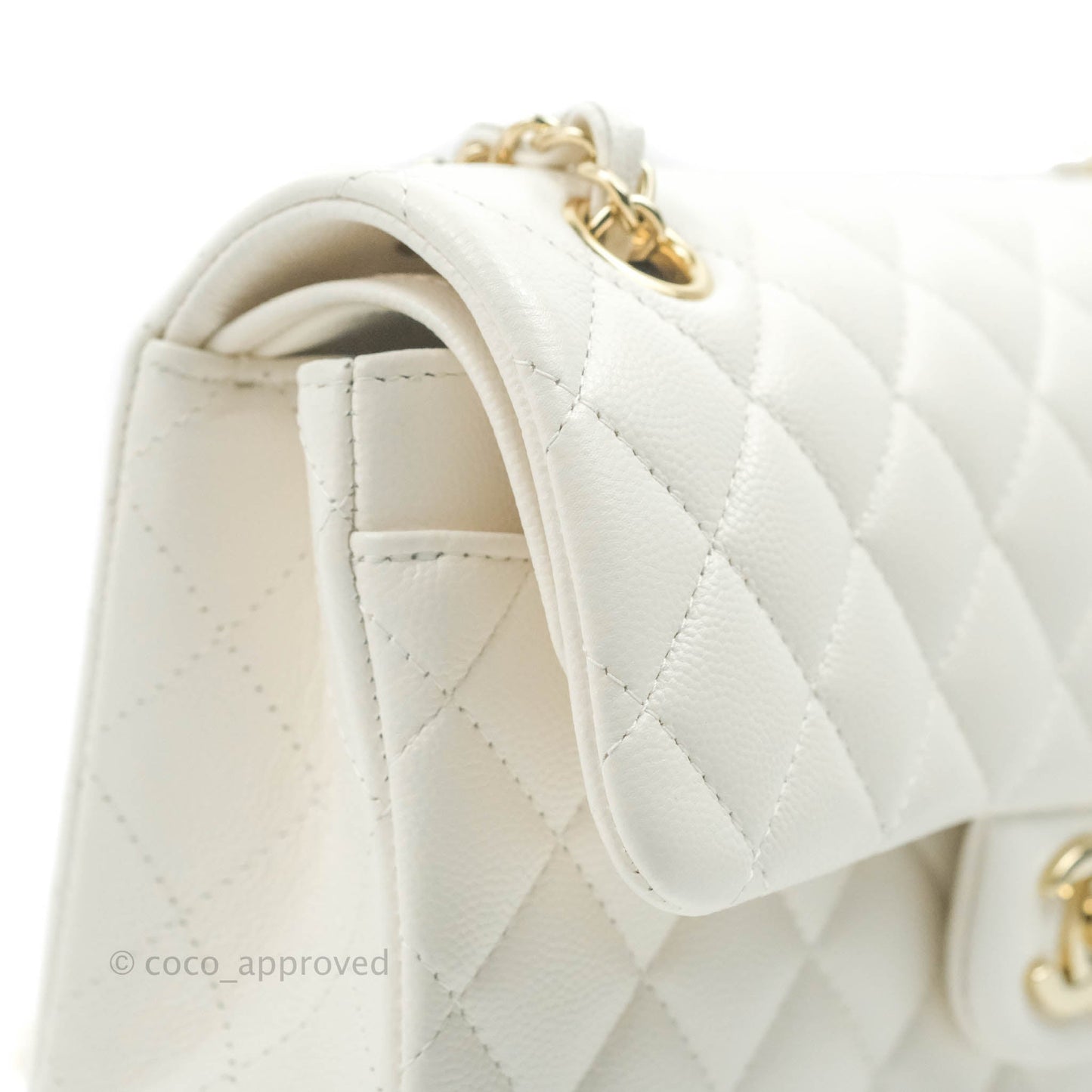 Chanel Classic Small S/M Flap White Caviar Gold Hardware