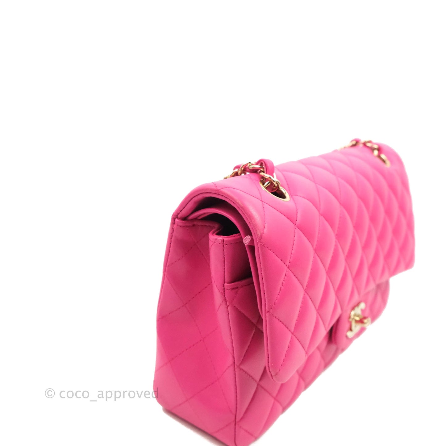 Chanel Classic M/L Medium Flap Quilted Pink Lambskin Gold Hardware