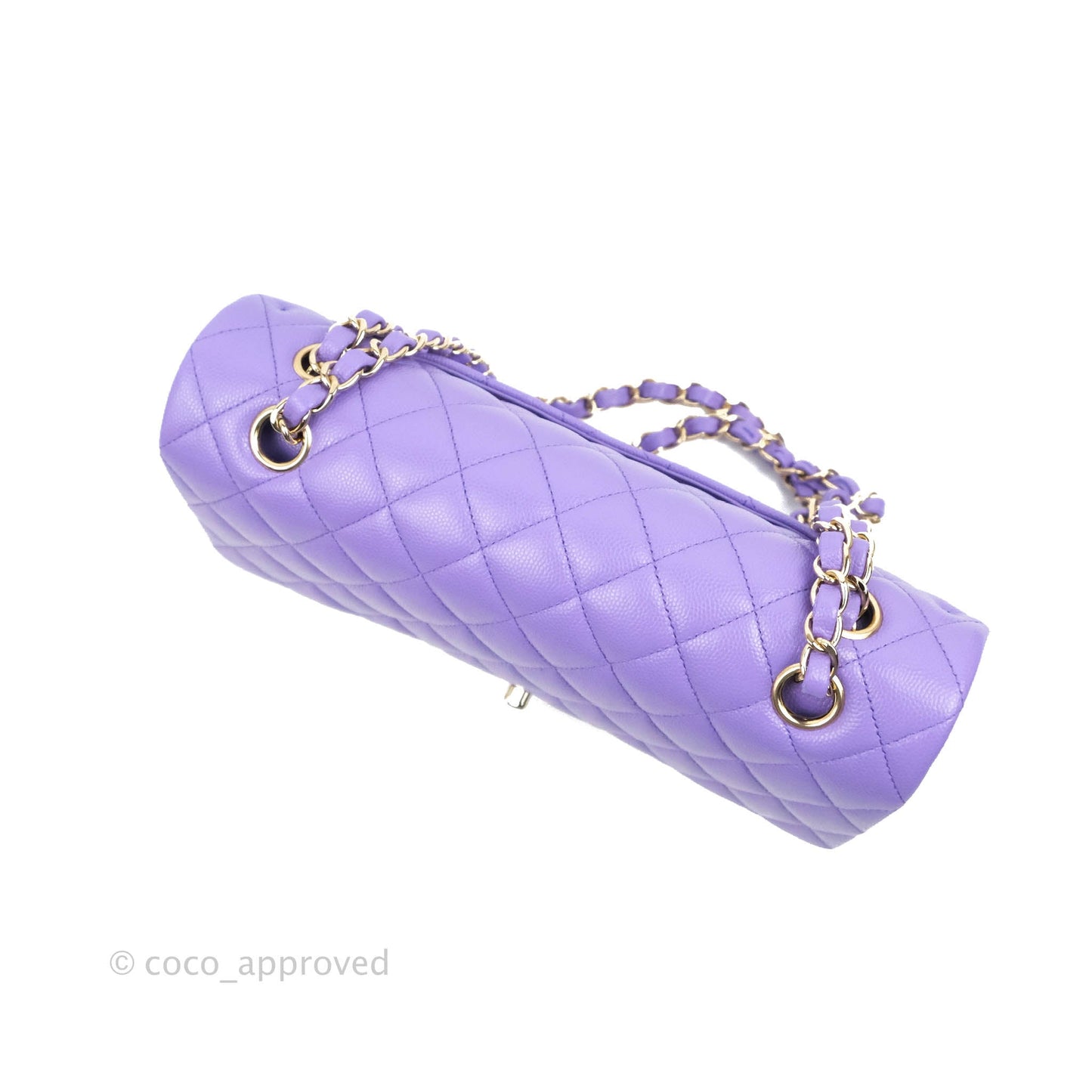 Chanel Classic M/L Medium Flap Quilted Purple Caviar Gold Hardware 20S