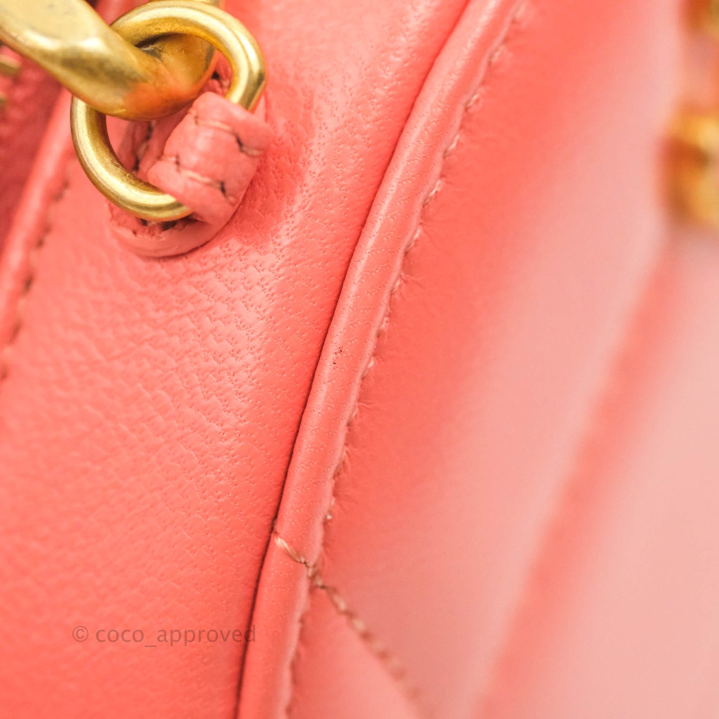 Chanel 19 Round Clutch With Chain Coral Pink Mixed Hardware