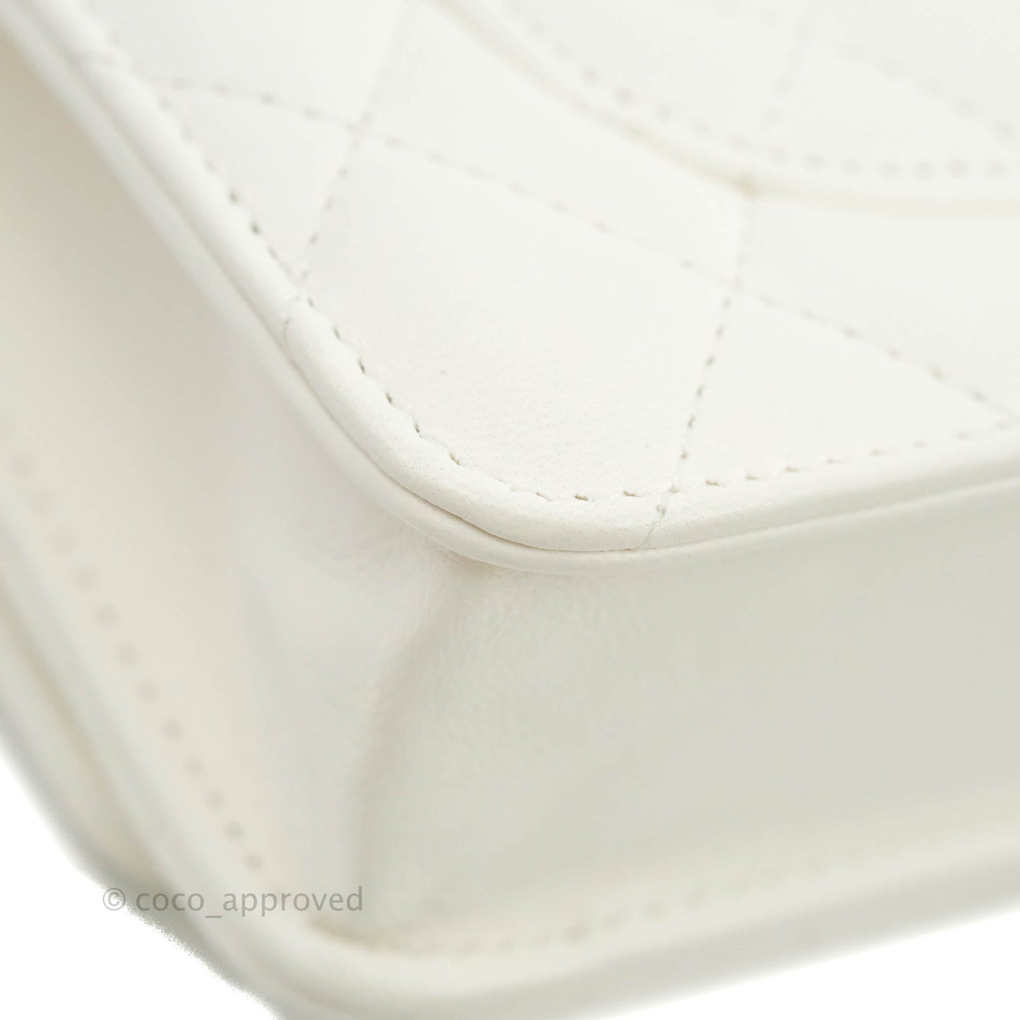 Chanel Quilted Pearl Crush Wallet on Chain WOC White Lambskin Aged Gold Hardware