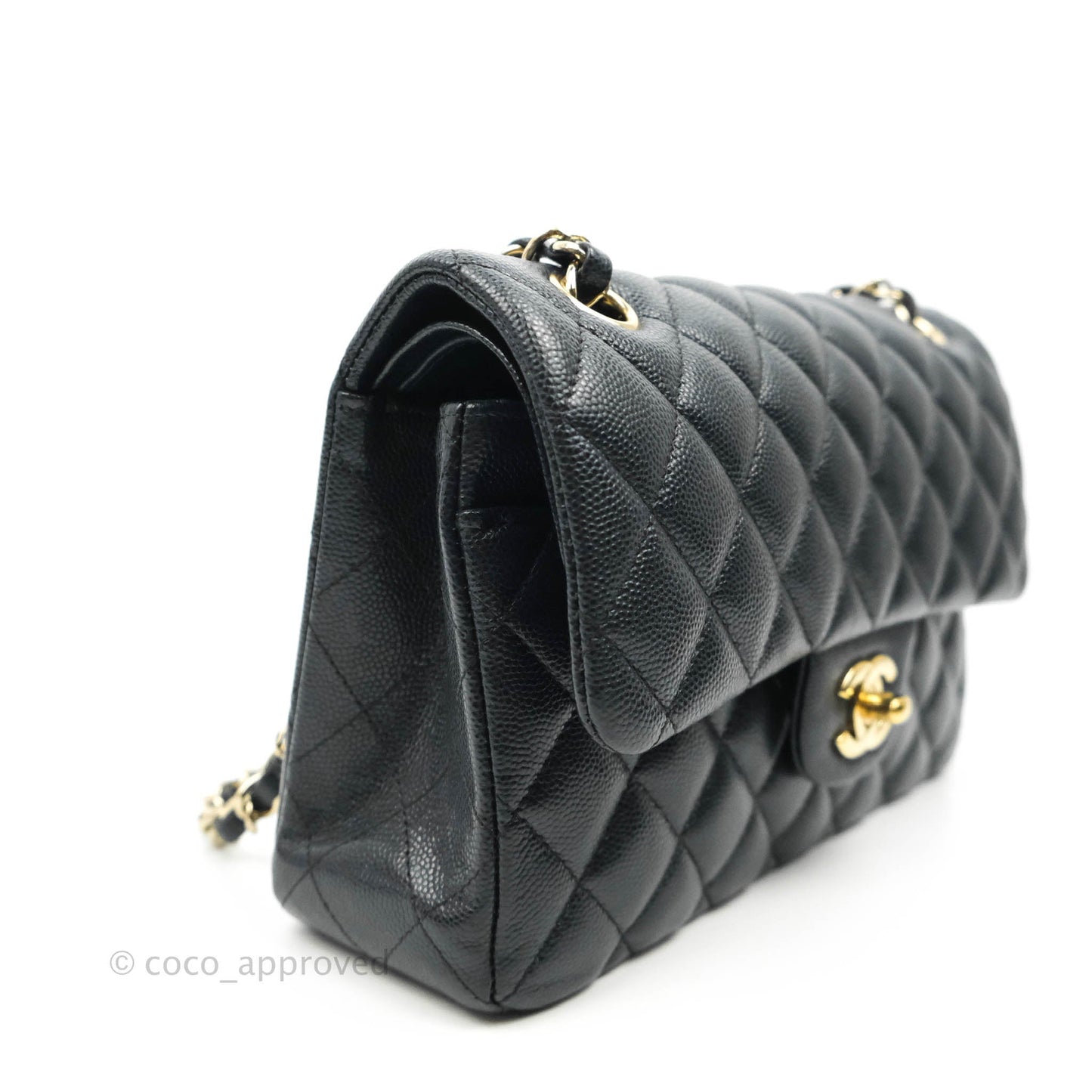 Chanel Small Classic Quilted Flap Very Dark Navy Caviar Gold Hardware