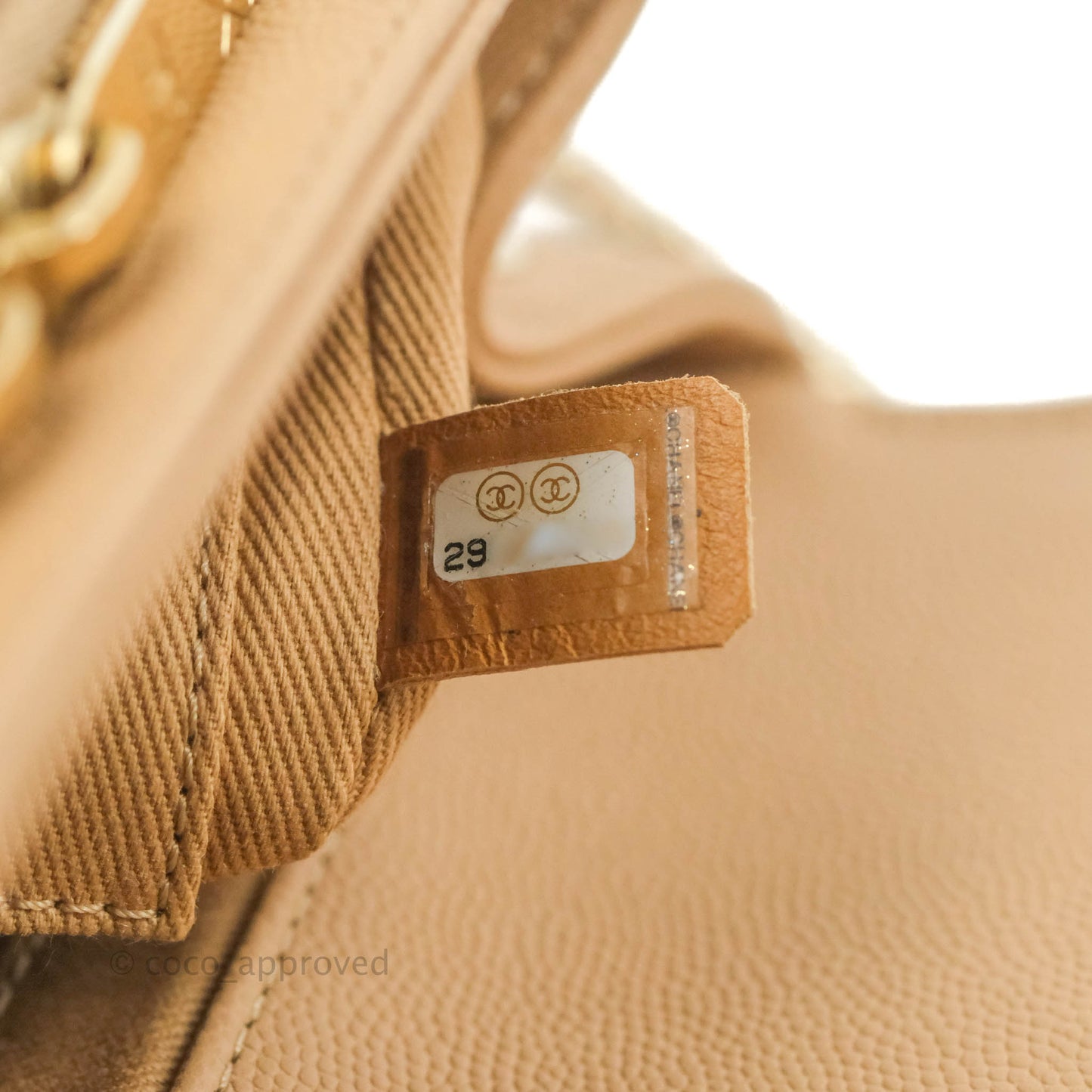 Chanel Quilted Small Business Affinity Flap Beige Caviar Gold Hardware