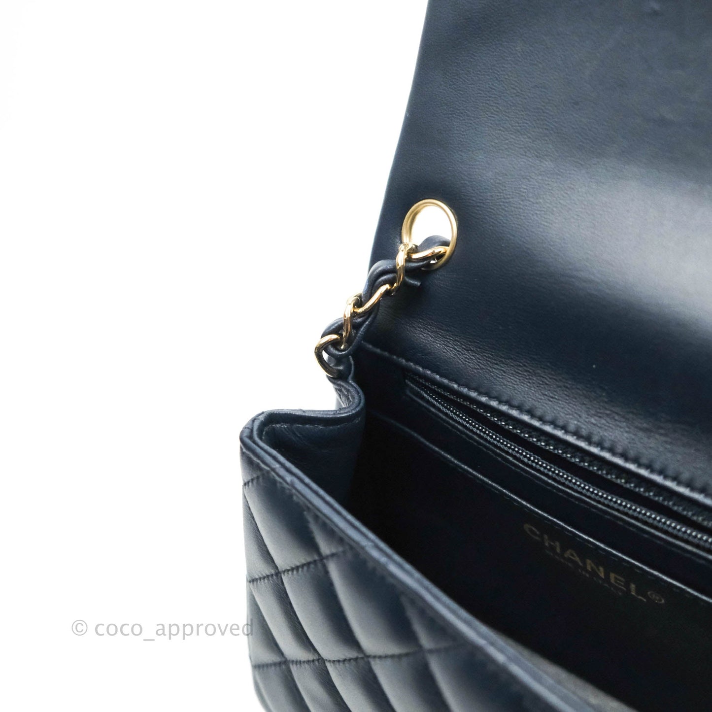 Chanel Quilted Mini Square Navy Lambskin Gold Hardware