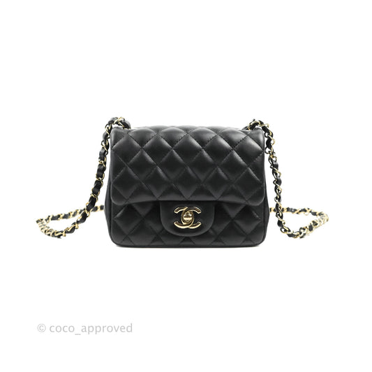 Chanel Mini Square Black Lambskin Gold Hardware