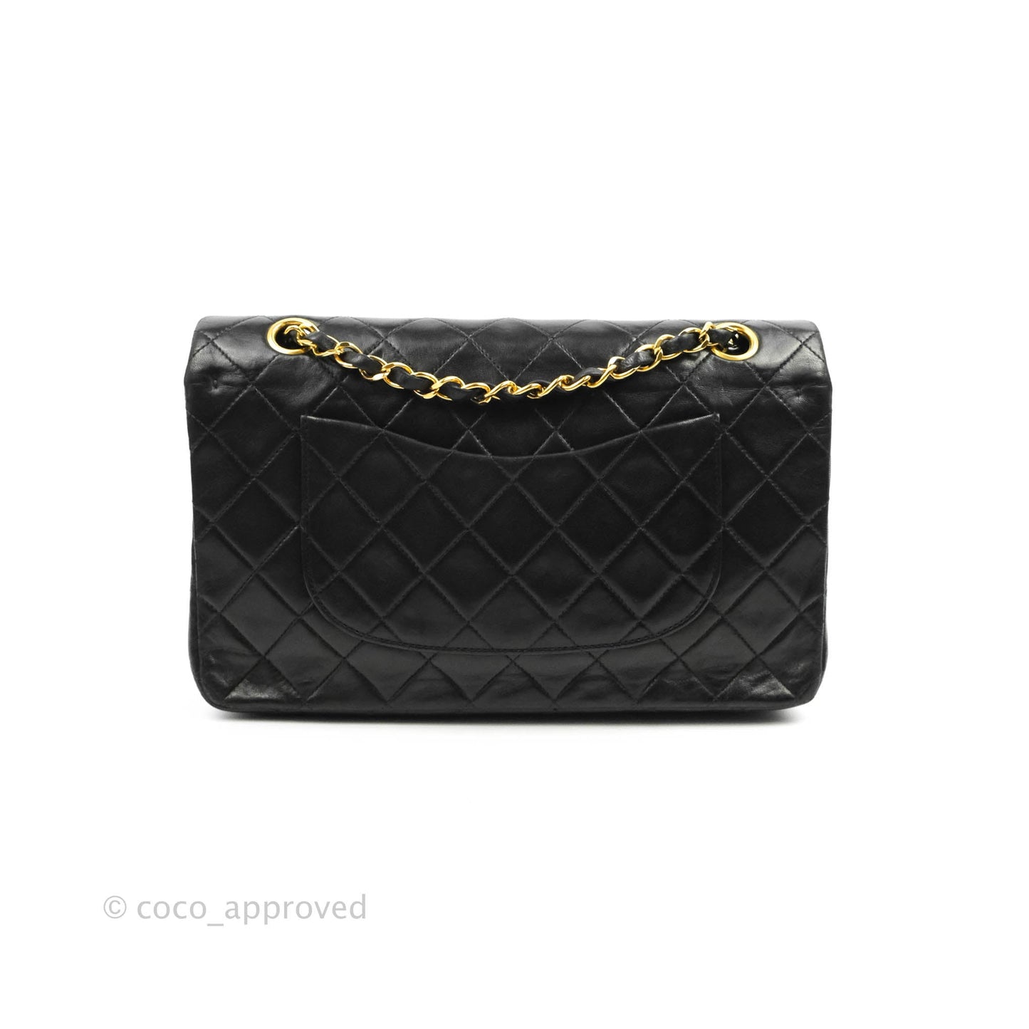 Chanel Vintage M/L Medium Double Flap Bag Black Lambskin 24K Gold Hardware
