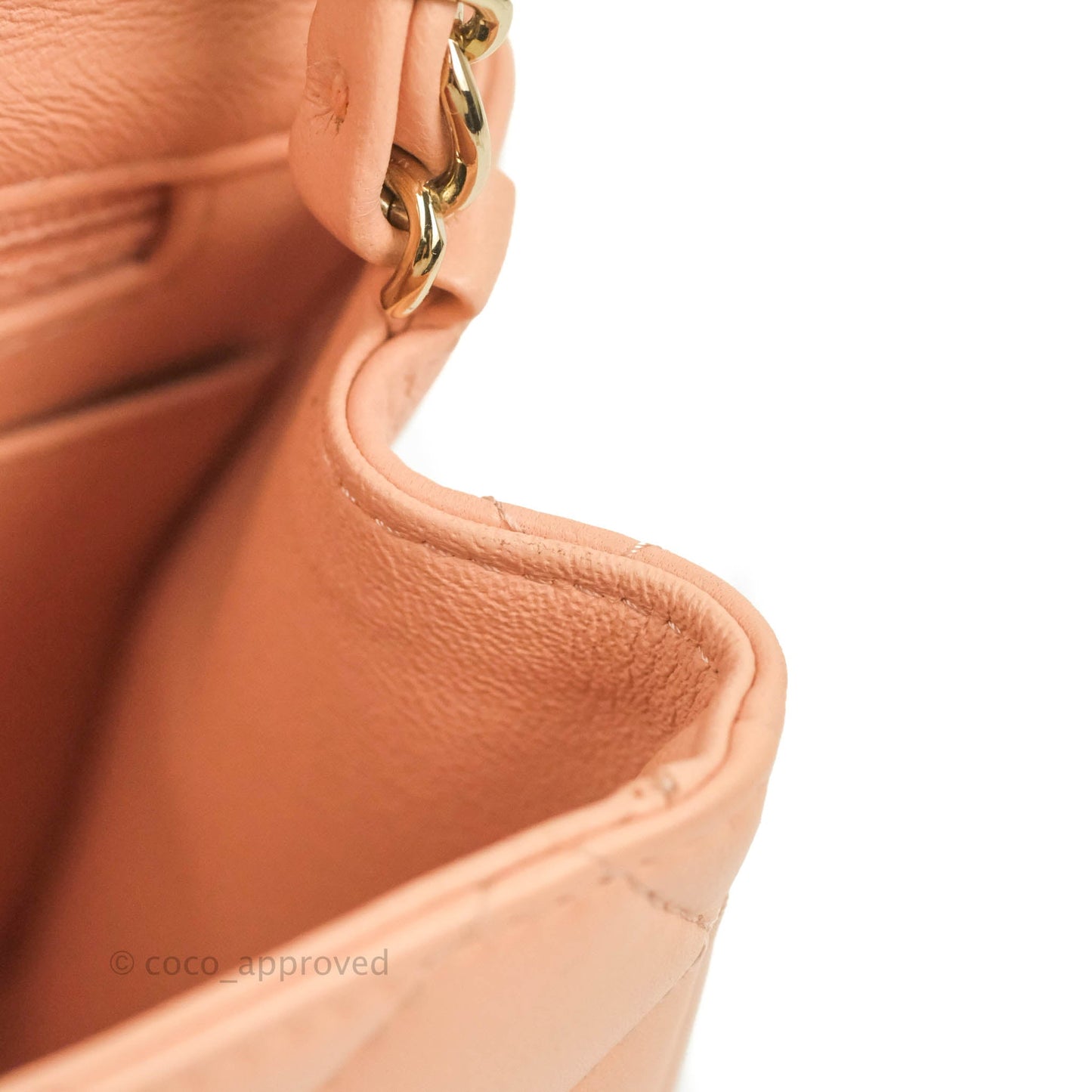 Chanel Quilted Mini Square Lambskin Light Beige Pink Gold Hardware