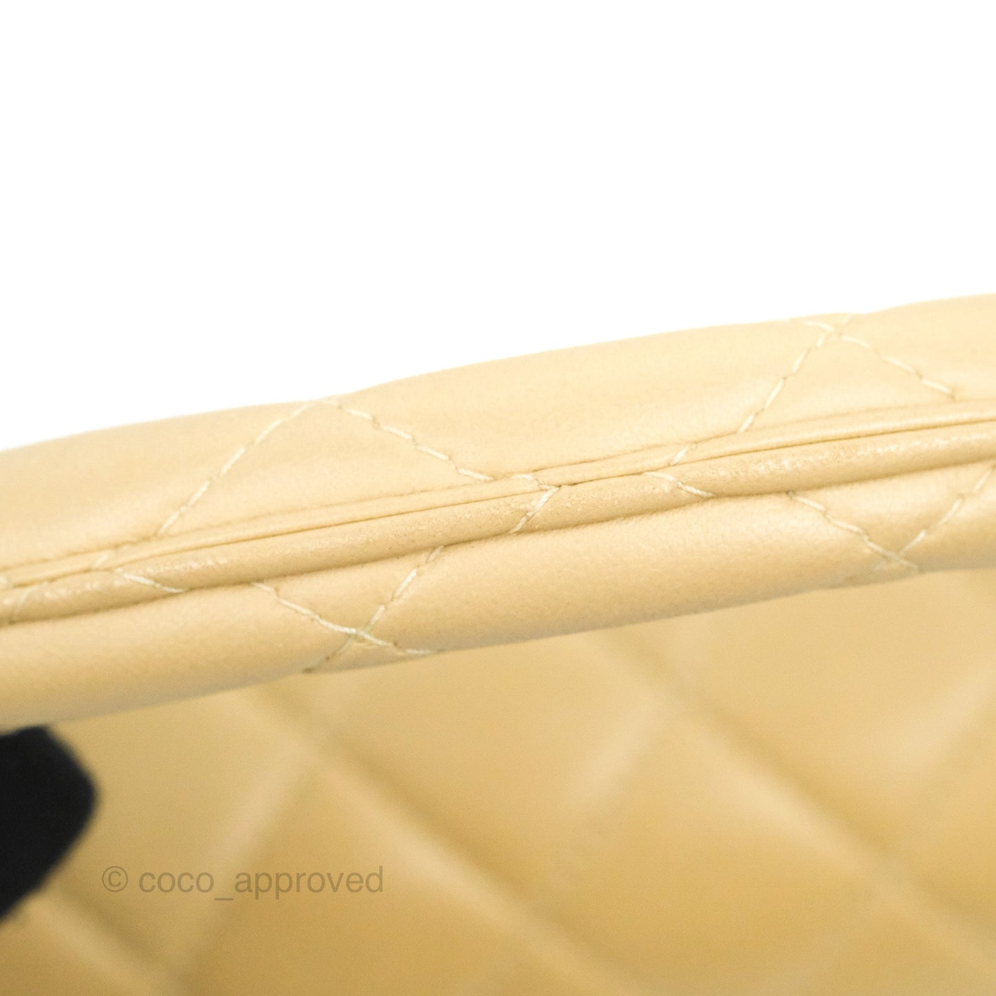 Chanel Vintage Top Handle Flap Bag Beige Lambskin 24K Gold Hardware