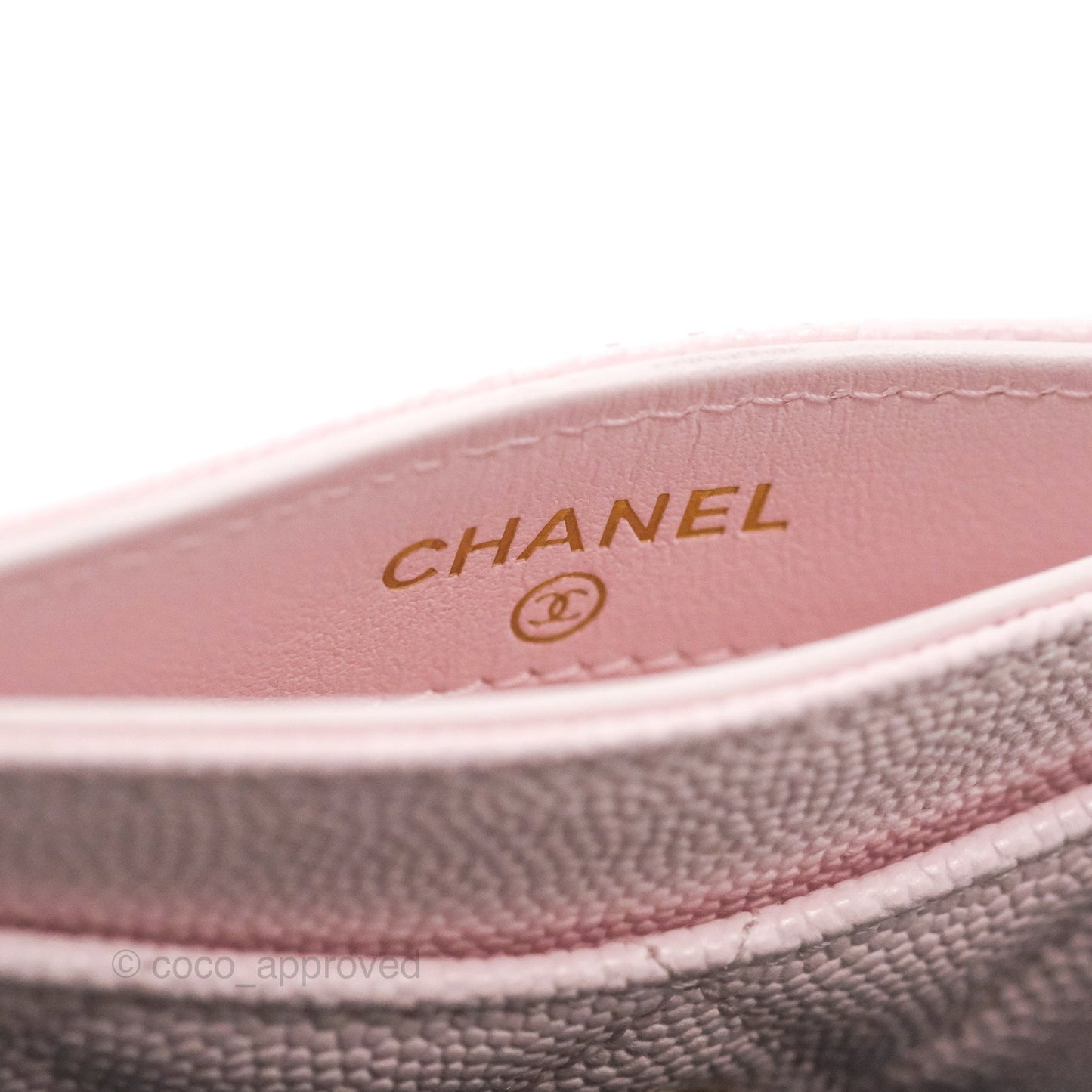 Chanel Classic Flat Card Holder Pink Caviar Gold Hardware
