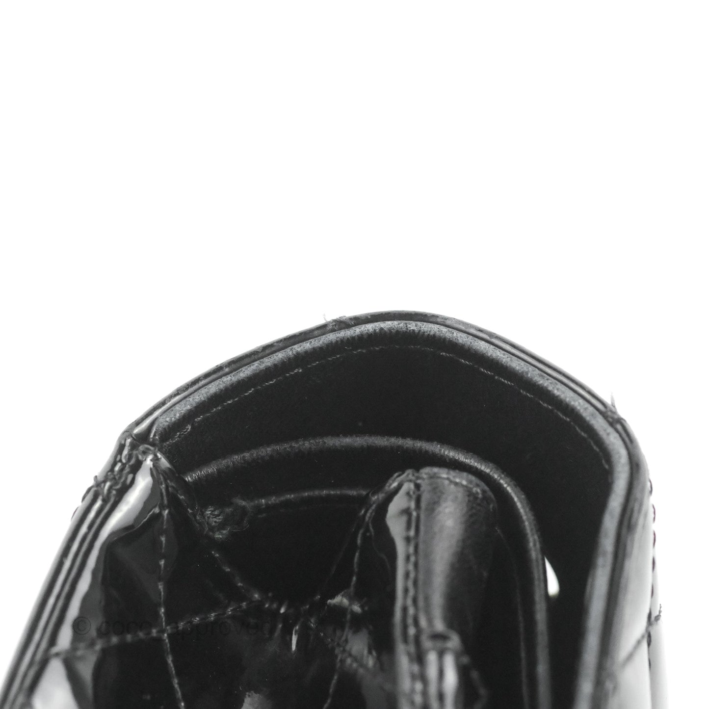 Chanel Classic M/L Medium Flap Quilted Black Patent Silver Hardware