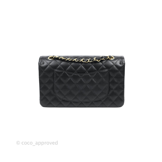 Chanel Classic M/L Medium Flap Quilted Black Caviar Gold Hardware