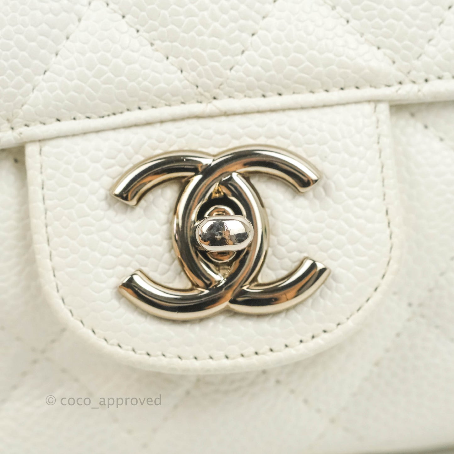Chanel Quilted East West Flap White Soft Caviar Silver Hardware