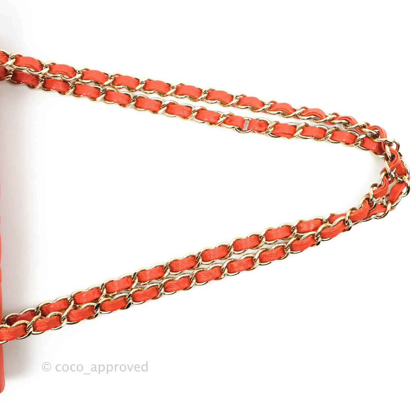 Chanel S/M Small Classic Quilted Flap Orange Caviar Gold Hardware 17B