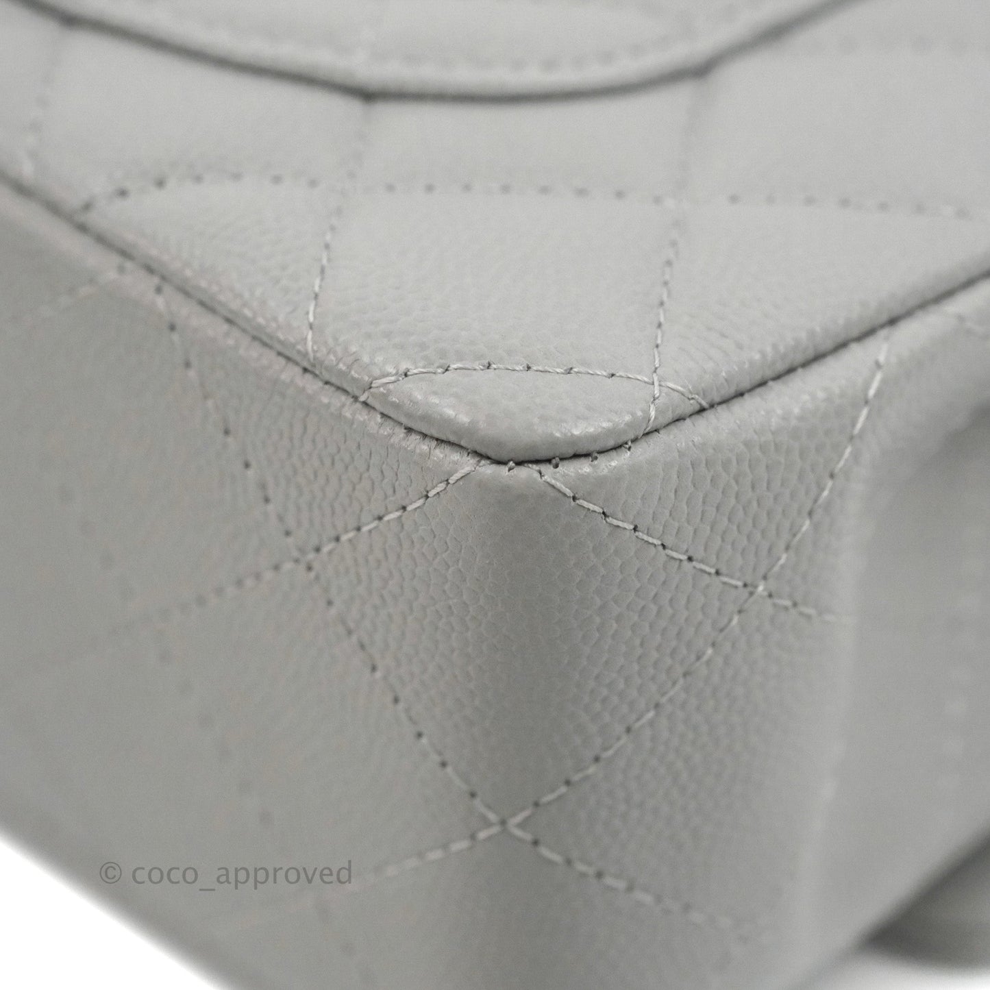 Chanel Small Classic Quilted Flap Grey Caviar Gold Hardware 21A