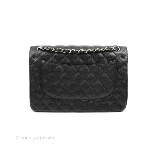 Chanel Jumbo Double Flap Black Caviar Silver Hardware⁣⁣