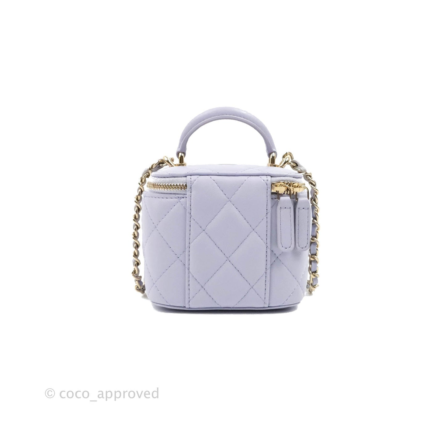 Chanel Mini Top Handle Vanity With Chain Lilac Lambskin Gold Hardware
