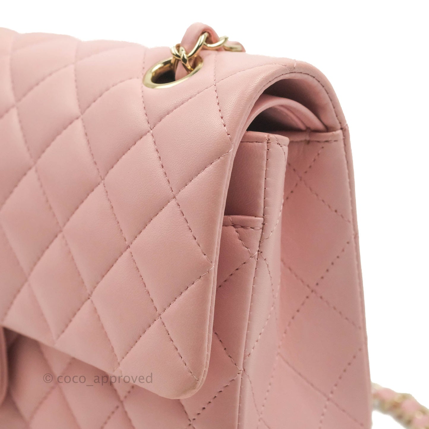 Chanel Classic M/L Medium Flap Quilted Pink Lambskin Gold Hardware