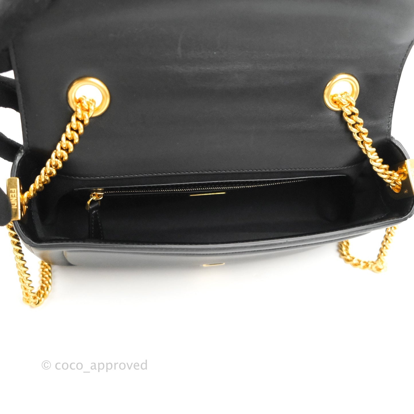 Fendi Baguette Chain Shoulder Bag in Black Nappa Leather