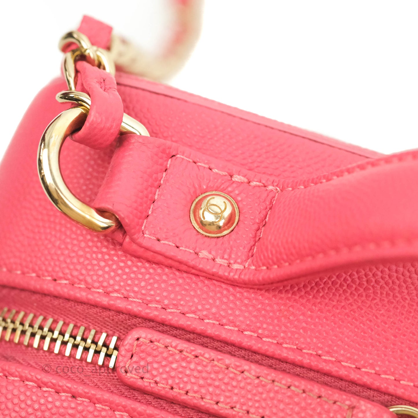 Chanel Quilted Medium CC Filigree Vanity Case Rosy Pink Caviar Gold Hardware