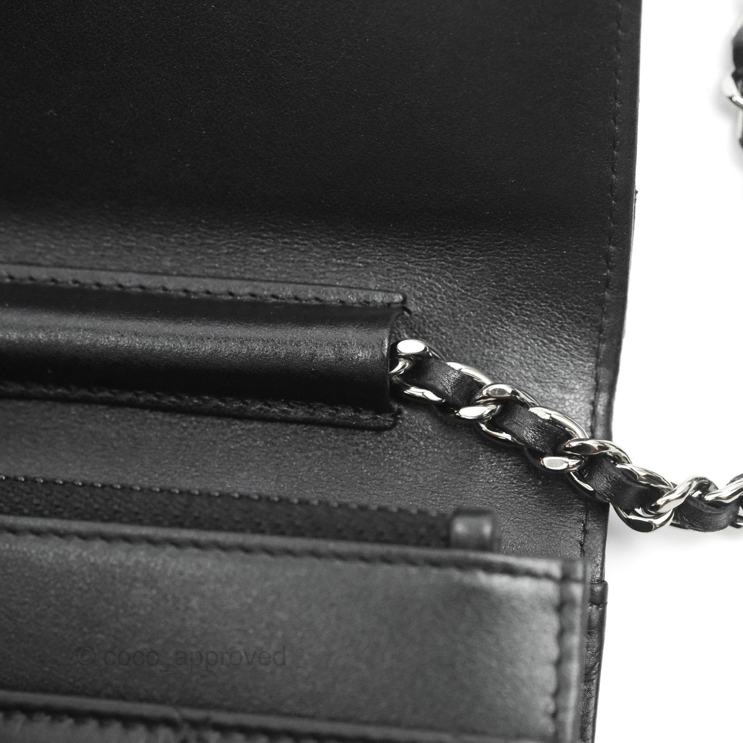 Chanel  Quilted Tassel Wallet On Chain WOC Black Aged Calfskin