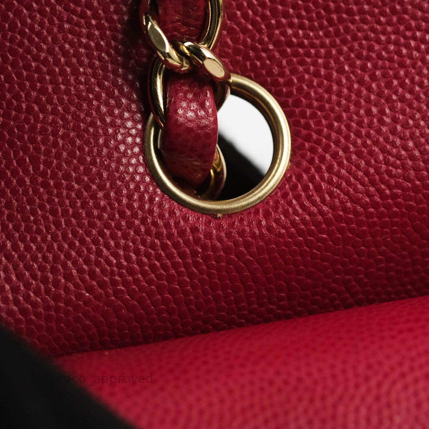 Chanel Classic M/L Medium Chevron Double Flap Cherry Red Caviar Gold Hardware