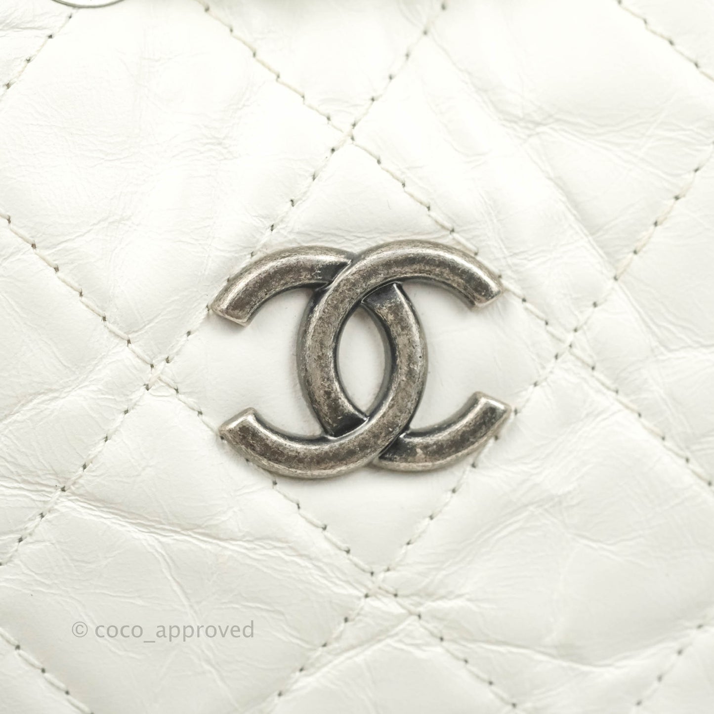 Chanel Small Gabrielle Backpack White Black Aged Calfskin