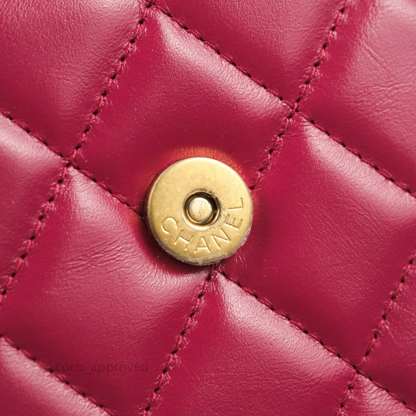 Chanel Quilted Perfect Fit Dark Pink Phone Holder Aged Gold Hardware
