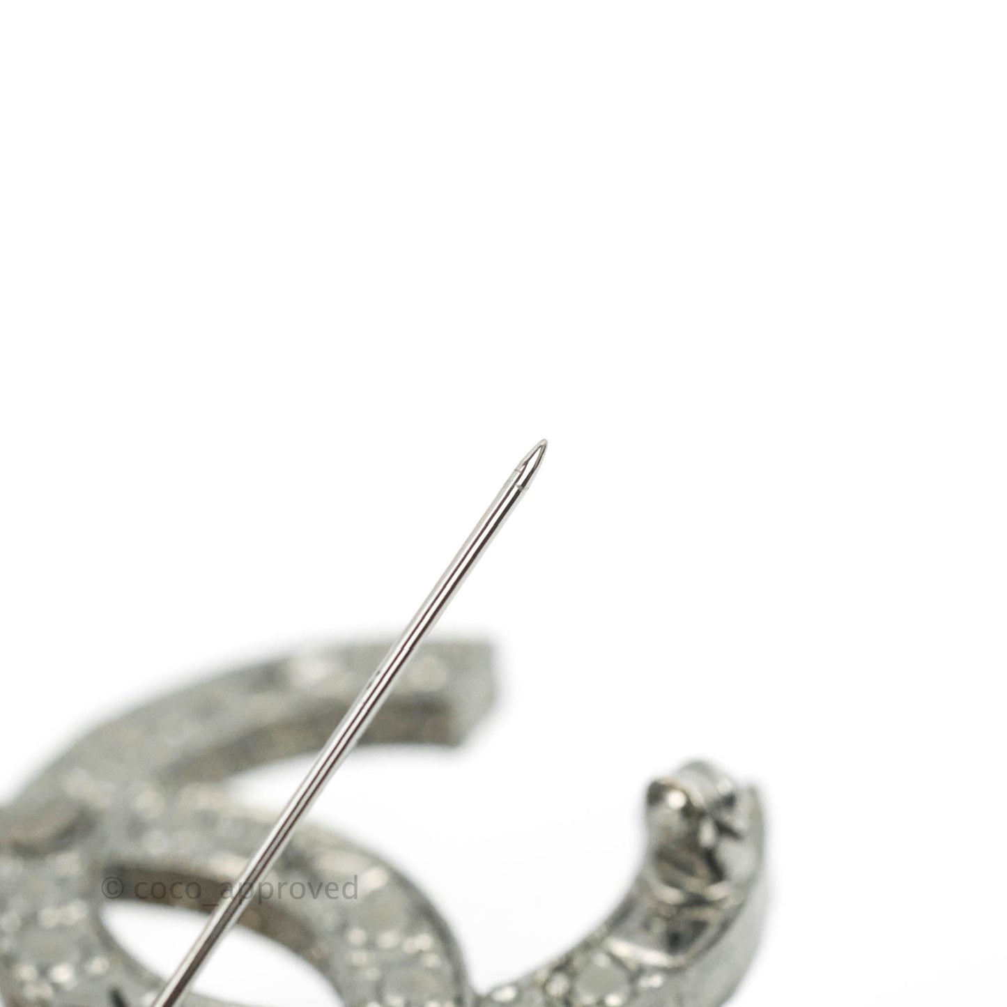 Chanel CC Crystal Brooch Gun Metal Tone 14K