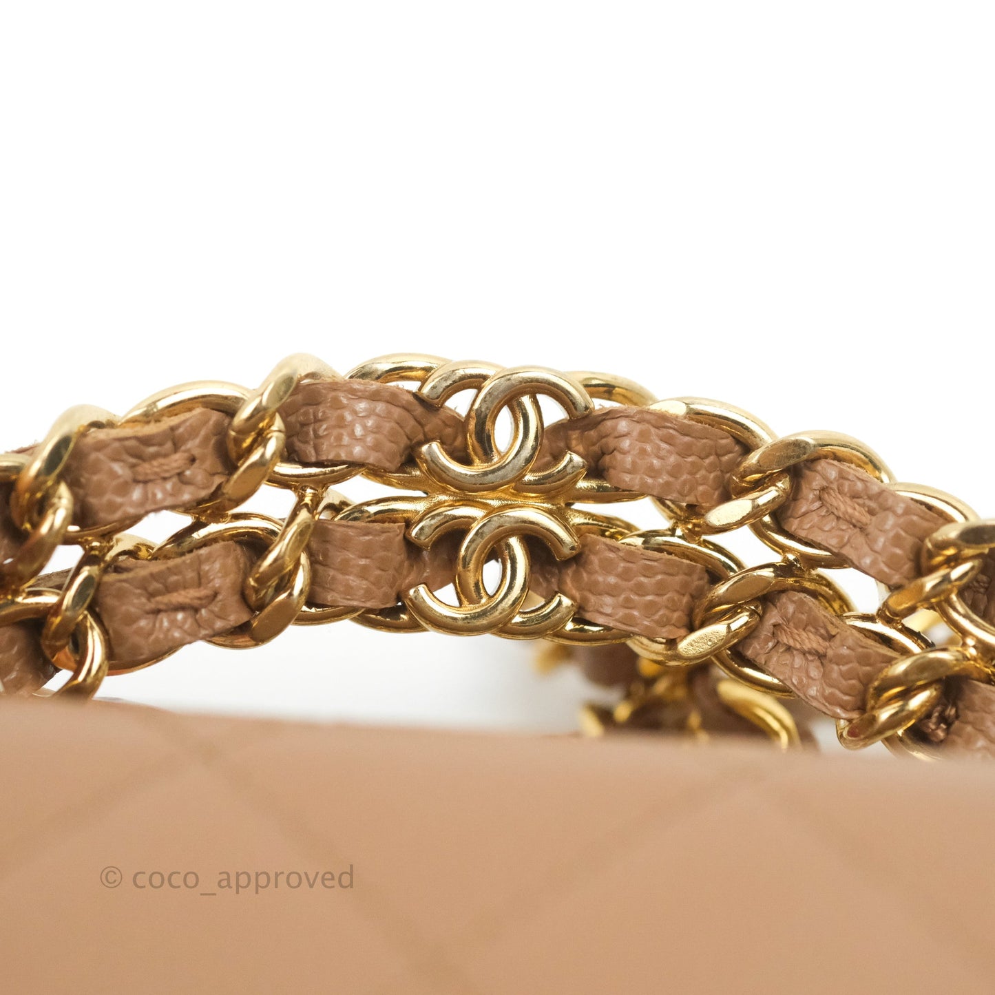 Chanel CC Chain Clutch with Chain Beige Caviar Gold Hardware